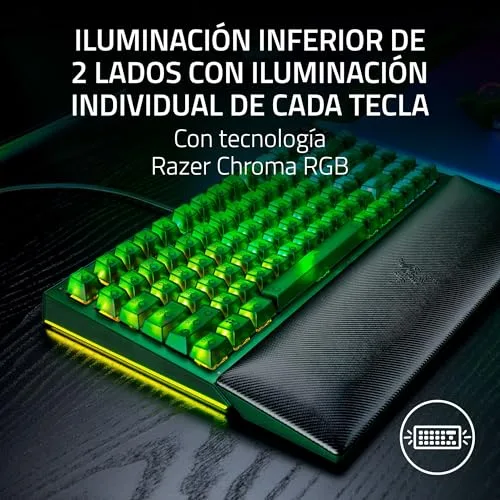 Razer ▫️ BlackWidow V4 75% Phantom Green Edition - Teclado mecânico para jogos com teclas substituíveis a quente (teclas táteis laranja, rolo, 2 botões dedicados) Configuração US | Phantom Green 5