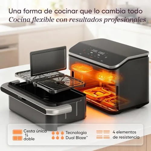 Cosori ▫️ Fritadeira de ar quente 10 L Dual Blaze Twinfry, com cesto duplo e divisória 4