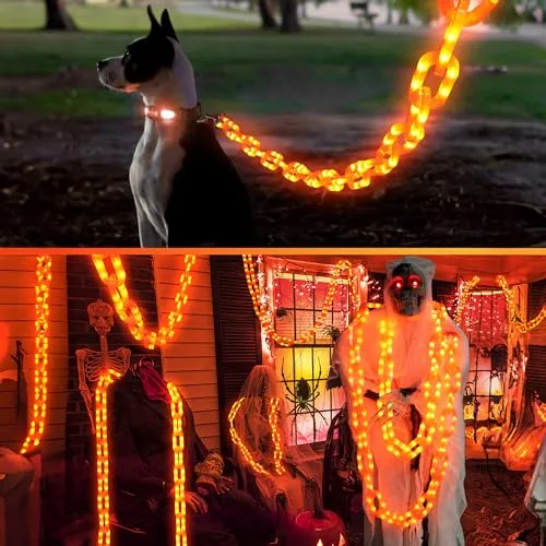Joomer ▫️ Laranjas - Guirlanda de luzes de Halloween para exterior, alimentada a pilhas, 3 m, 160 LED 5