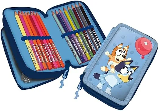 Kids Licensing ▫️ Estojo colorido com 2 fechos de correr Bluey