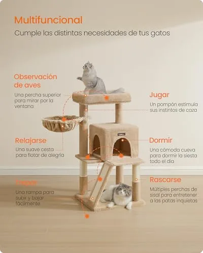 FEANDREA ▫️ Árvore para Gatos, Torre para Gatos Grandes, Castanho-camelo PCT051K03 3
