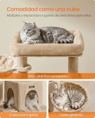 FEANDREA ▫️ Árvore para Gatos, Torre para Gatos Grandes, Castanho-camelo PCT051K03 4