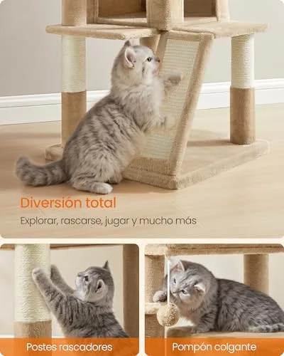 FEANDREA ▫️ Árvore para Gatos, Torre para Gatos Grandes, Castanho-camelo PCT051K03 5