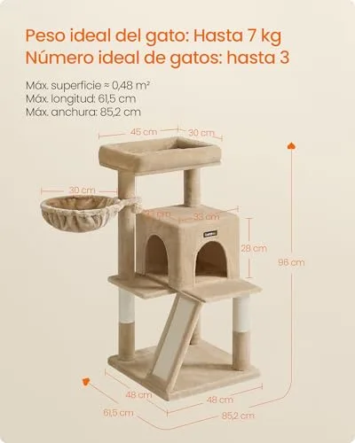 FEANDREA ▫️ Árvore para Gatos, Torre para Gatos Grandes, Castanho-camelo PCT051K03 6