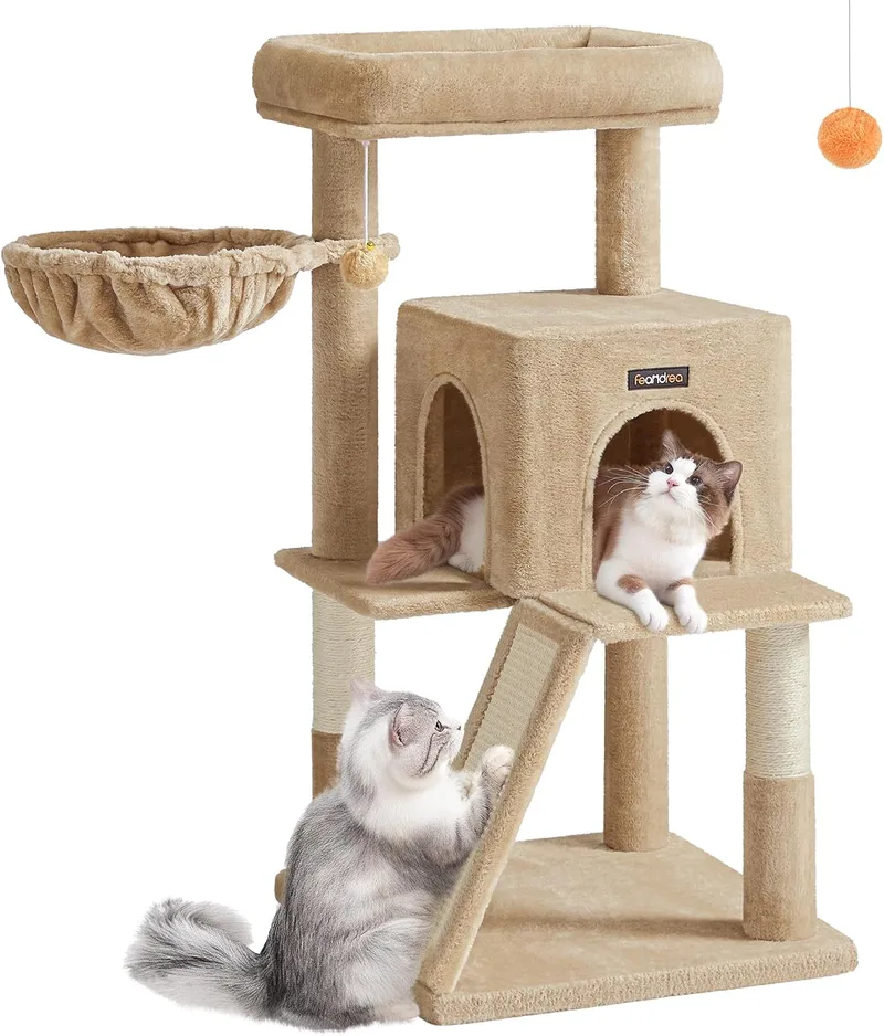 FEANDREA ▫️ Árvore para Gatos, Torre para Gatos Grandes, Castanho-camelo PCT051K03