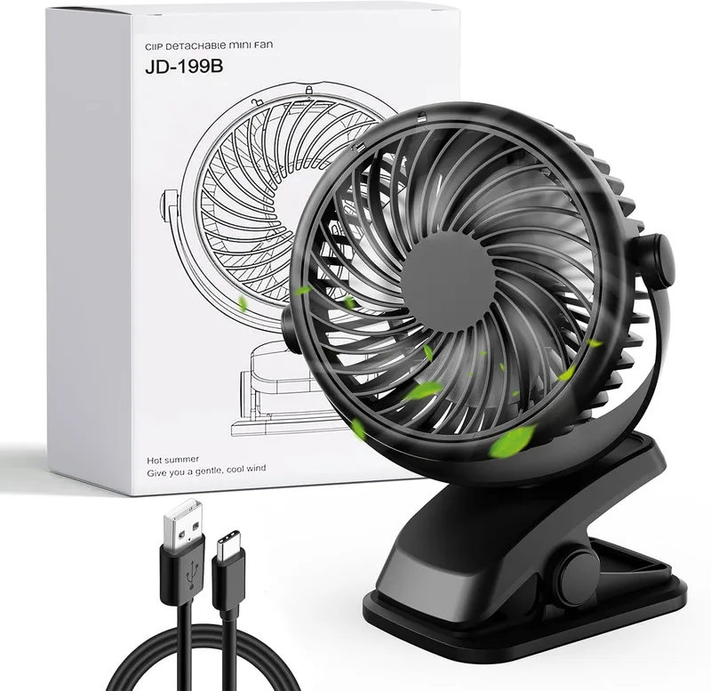 Gaeymy ▫️ Ventilador USB Silencioso, Mini Ventilador Portátil, Ventilador de Mesa Pequeno, Bateria Recarregável, Ventiladores de Mesa Potentes para Dormir Carro Carro Bebê Carrinho Camping Autocaravana