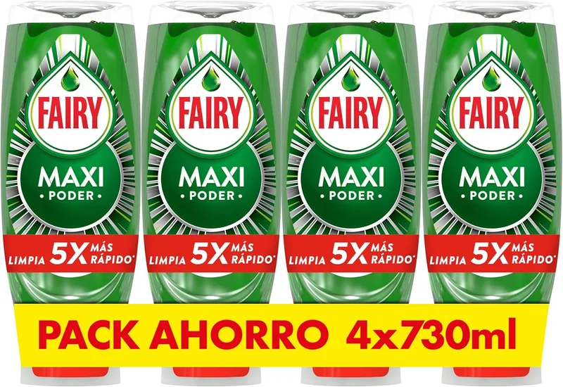 FAIRY ▫️ Maxi Detergente Líquido para Máquinas de Lavar Louça 4 x 730 ml, Limpeza Fácil e Sem Esforço, Mesmo nas Panelas e Frigideiras Mais Gordurosas