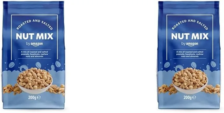 by Amazon ▫️ Mistura de nozes torradas e salgadas, 200g (Embalagem de 2)