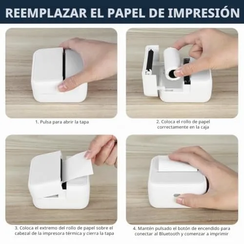 OFFCUP ▫️ Mini Impressora para Telemóvel, Impressora Fotográfica com 6 Rolos de Papel Térmico, Impressora Térmica Portátil sem Fios com Bluetooth, Impressora de Autocolantes para Telemóveis Android e iOS (Branca) 5
