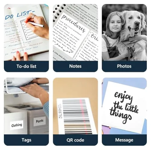 OFFCUP ▫️ Mini Impressora para Telemóvel, Impressora Fotográfica com 6 Rolos de Papel Térmico, Impressora Térmica Portátil sem Fios com Bluetooth, Impressora de Autocolantes para Telemóveis Android e iOS (Branca) 6
