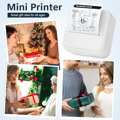 OFFCUP ▫️ Mini Impressora para Telemóvel, Impressora Fotográfica com 6 Rolos de Papel Térmico, Impressora Térmica Portátil sem Fios com Bluetooth, Impressora de Autocolantes para Telemóveis Android e iOS (Branca) 7