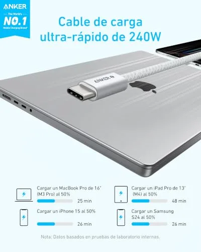 Anker ▫️ Zolo 240 W Cabo USB-C de Carregamento Rápido, [1 m] PD 3.1, Cabo USB-C para Tipo C 2