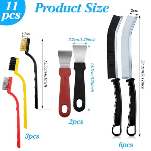 Qcdou ▫️ Escova para limpeza de fendas, conjunto de 11 peças – escova de limpeza doméstica, escova multifuncional para limpar juntas, para janelas, casas de banho, pias de cozinha e juntas de azulejos (C) 2