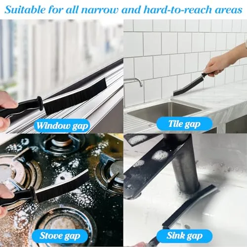 Qcdou ▫️ Escova para limpeza de fendas, conjunto de 11 peças – escova de limpeza doméstica, escova multifuncional para limpar juntas, para janelas, casas de banho, pias de cozinha e juntas de azulejos (C) 4