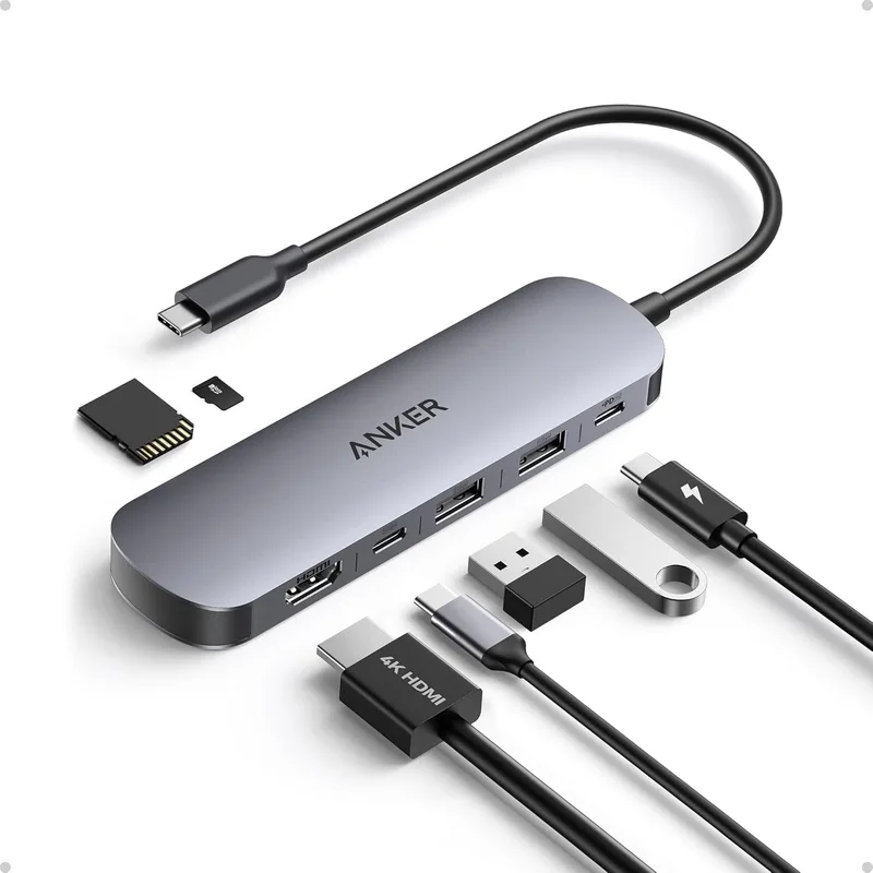 Anker ▫️ Hub USB-C 7 em 1 HDMI 4K a 60 Hz, 100 W, SD e TF