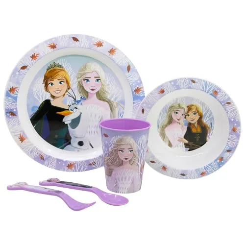 Stor ▫️ CONJUNTO DE 5 PEÇAS (PRATO, TIGELA, COPO E TALHERES) NA EMBALAGEM «FROZEN AUTUM LEAVES» 3