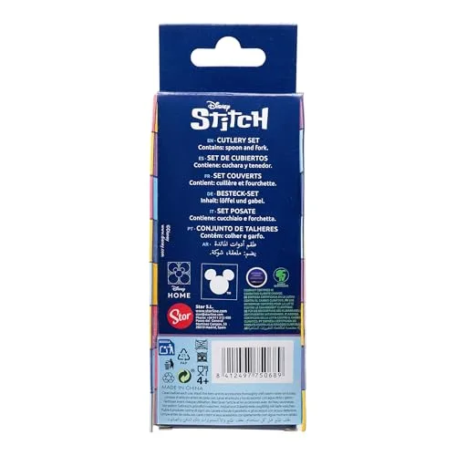 Stor ▫️ CONJUNTO DE 2 TALHERES METÁLICOS (COLHER E GARFO) STITCH DRAWING 3