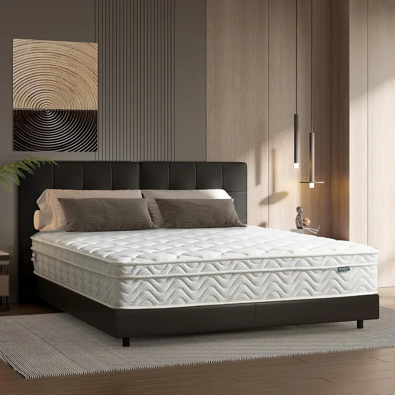 Z-hom ▫️ Colchão 140x200, híbrido com molas ensacadas de 7 zonas, com espuma, altura de 26 cm, firmeza média, tratamento antiácaros e antibacteriano (branco)