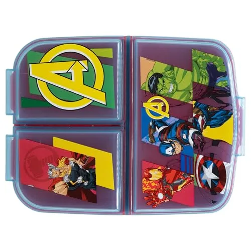 Stor ▫️ Lancheira Infantil dos Vingadores com 3 Compartimentos 2156 ml - Lancheira Escolar Resistente e Sem BPA para Crianças 4