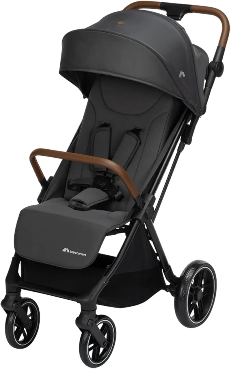 Bebeconfort ▫️ Indra, Carrinho de bebé, 0-4 anos (22 kg), Carrinho dobrável de forma rápida e automática, Suspensão integrada, Posição totalmente reclinável, Compatível com cadeira auto, Mineral Graphite