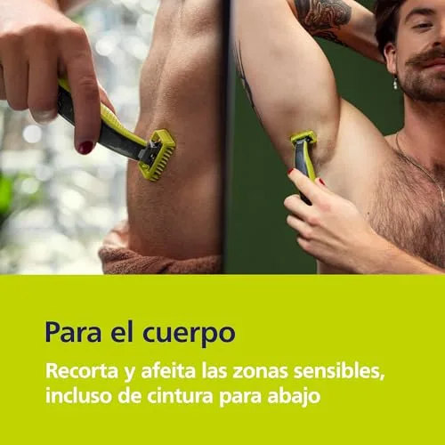 PHILIPS ▫️ OneBlade 360 Auténtico Barbeiro, máquina de barbear e aparador elétrico para rosto e corpo, 3 conjuntos de lâminas 360, 3 pentes para barba por fazer (1, 3, 5 mm), 1 kit para o corpo, QP2824/31 4