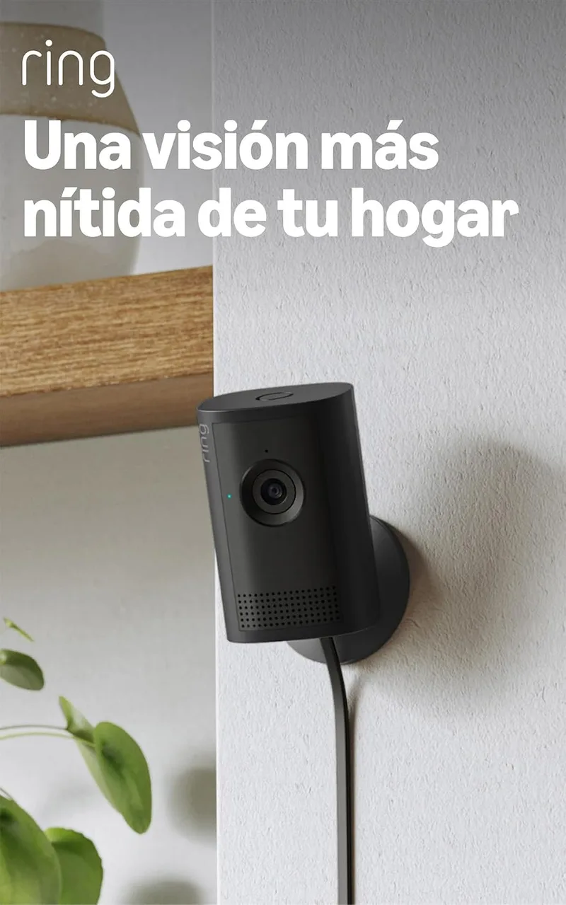 Ring ▫️ Câmara Interior Plus (Indoor Camera Plus, última geração), câmara de segurança, ficha, Retinal 2K, tampa manual da lente, período de teste gratuito de 30 dias do plano de subscrição