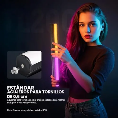 NEEWER ▫️ Barra de Luz RGB com Tripé de Secretária, Barra de luz magnética manual para fotografia e vídeo, 2500K-8500K regulável, CRI95+, barra de luz LED tubular com todas as cores, bateria de 2550mAh, 17 modos para vlogs e TikTok, TL20C 6