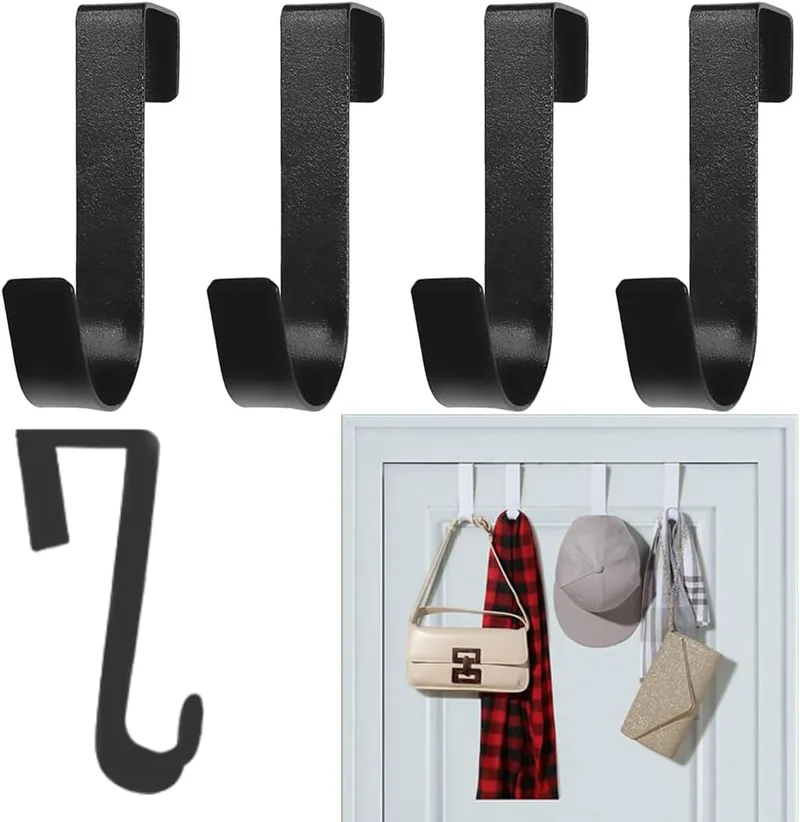 XYTAHDM ▫️ Conjunto de 5 ganchos para portas, ganchos em aço inoxidável à prova de água, ganchos para armários e roupeiros, para salas de estar, casas de banho, cozinha, toalhas, roupa, chapéus, casacos, malas – preto