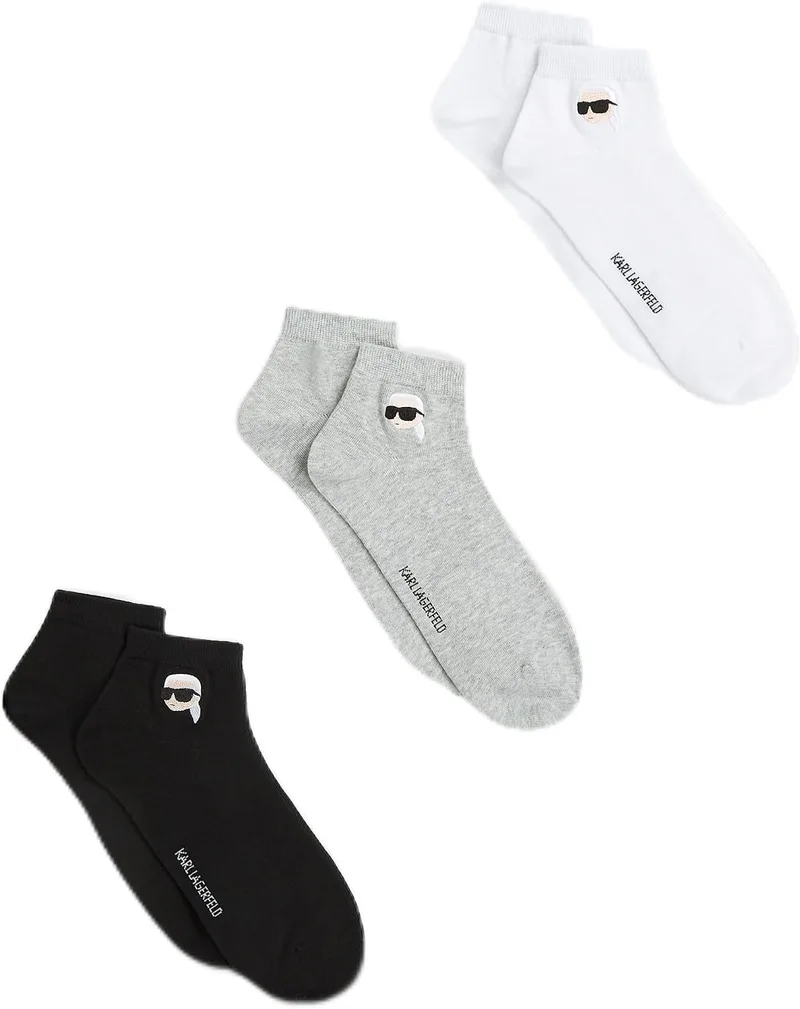 KARL LAGERFELD ▫️ Homem Ikon Sneaker Sock (Conjunto de 3)