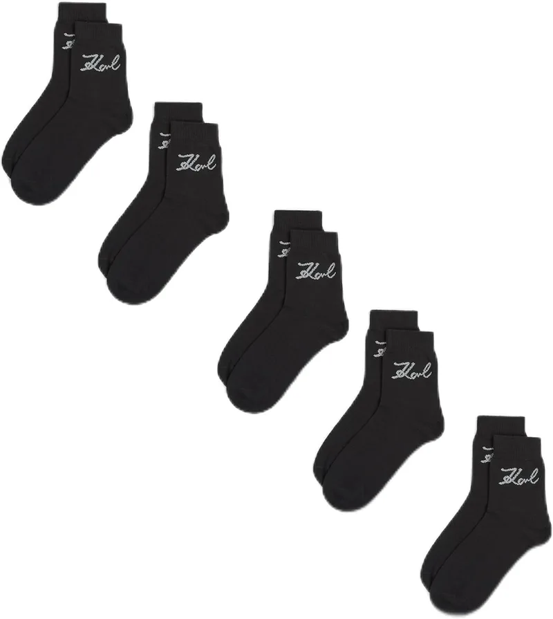 Karl Lagerfeld International B.V ▫️ Signature Logo Sock 5 Pack Black Socks 39-42 Womens