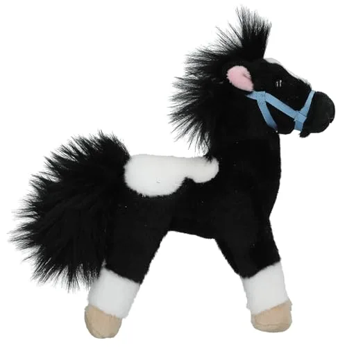 Depesche ▫️ 13479 Miss Melody - Peluche de cavalo a preto e branco, com cabeçote azul, peluche com cerca de 18 cm e crina macia 2