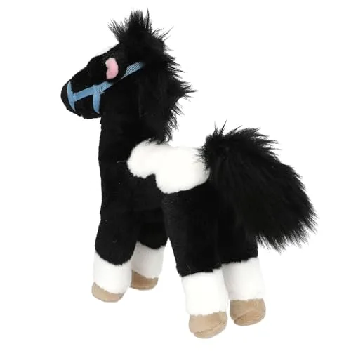 Depesche ▫️ 13479 Miss Melody - Peluche de cavalo a preto e branco, com cabeçote azul, peluche com cerca de 18 cm e crina macia 3