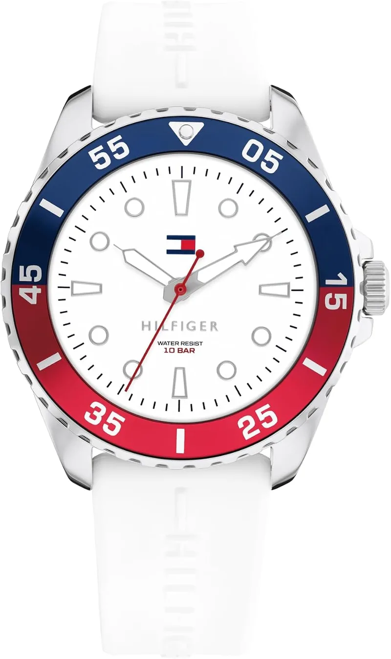 Tommy Hilfiger ▫️ Relógio com movimento de quartzo e três ponteiros para jovens, com bracelete em aço inoxidável ou silicone