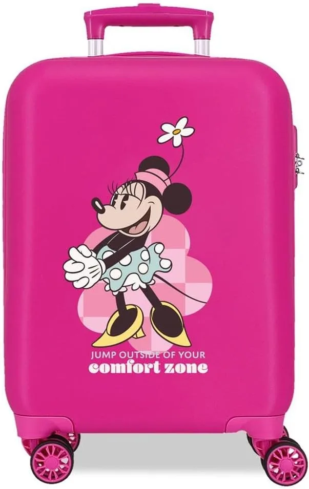 Disney ▫️ Joumma Minnie Party Mala de Cabine Branca Mala Infantil, Rígida em ABS, Fecho com combinação lateral, 28,4 L, 2 kg, 4 rodas duplas, Bagagem de mão