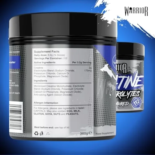 Warrior ▫️ Creatina + Eletrólitos em Pó 360 g – Sem Sabor (Neutro) 3