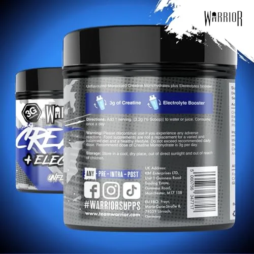 Warrior ▫️ Creatina + Eletrólitos em Pó 360 g – Sem Sabor (Neutro) 4