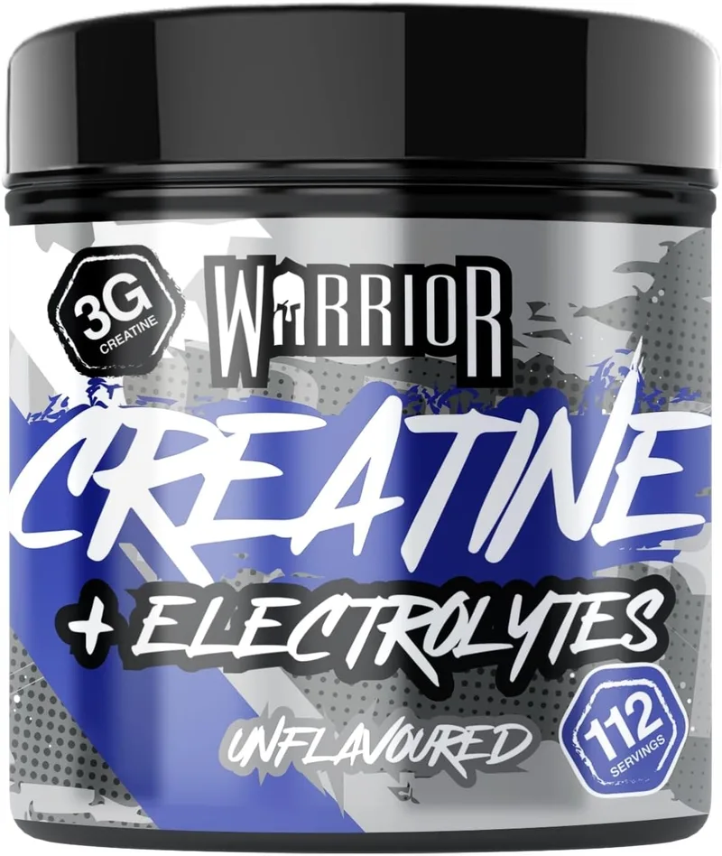 Warrior ▫️ Creatine Monohydrate Plus Electrolytes Powder - Creatina e eletrólitos para hidratação, força e recuperação muscular - 80 doses (Sem sabor)
