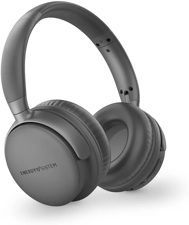 Energy Sistem ▫️ Studio Plus - Auscultadores Bluetooth (rádio FM, 45h de autonomia, leitor MP3 MicroSD, graves profundos, almofadas em pele proteica e espuma viscoelástica) Cinzento