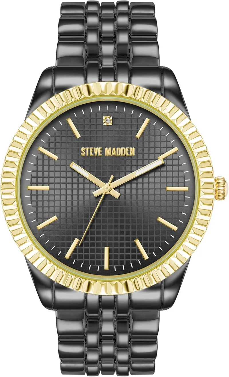 Steve Madden ▫️ Relógio para homem com bracelete com mostrador de diamantes genuínos