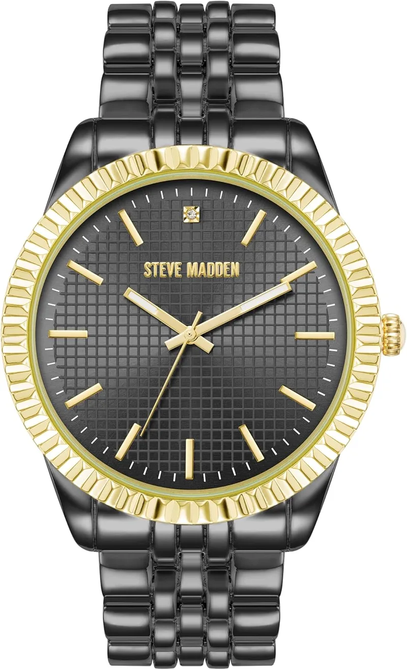 Steve Madden ▫️ Relógio para homem com bracelete e mostrador com diamantes genuínos