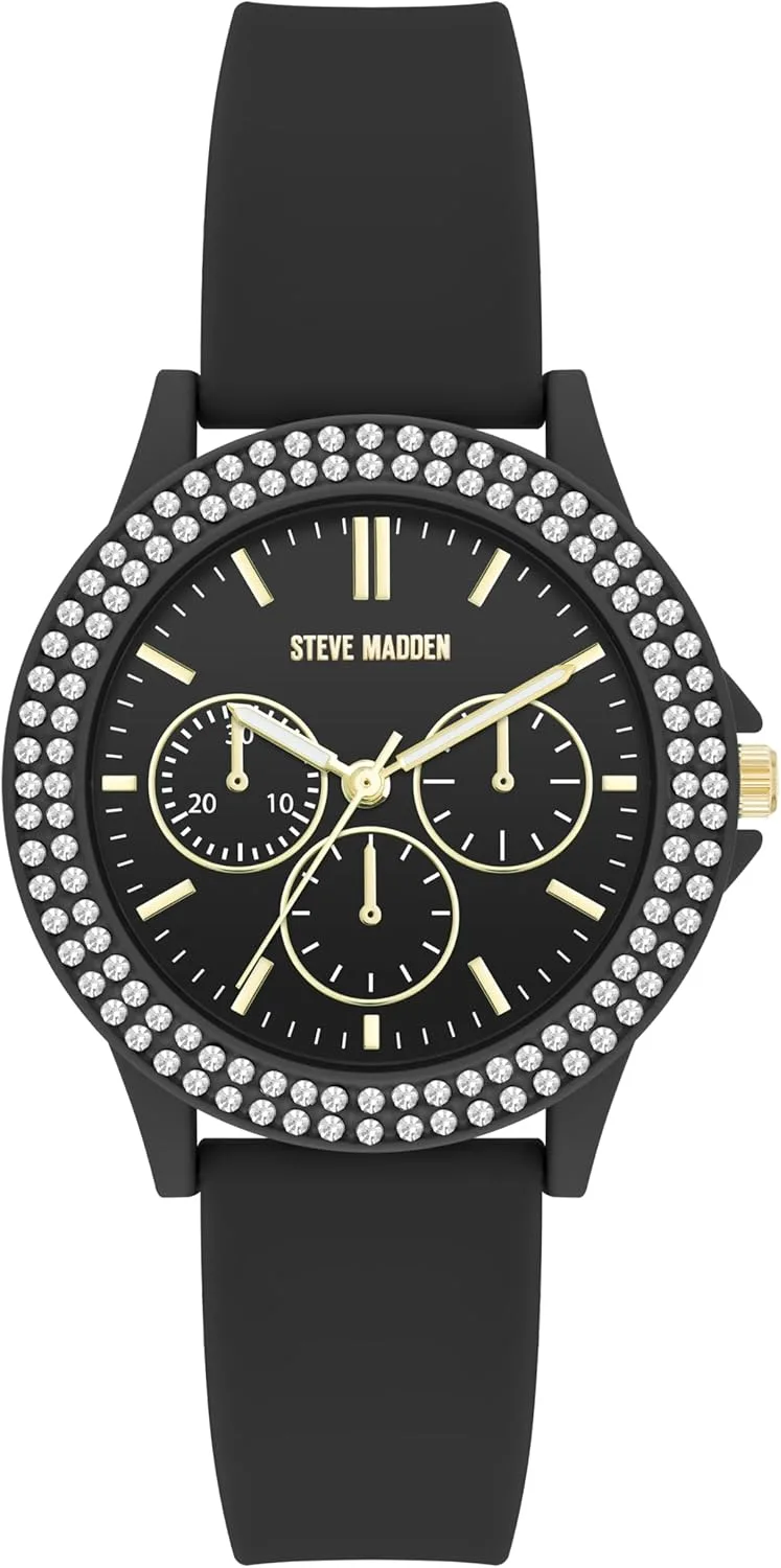 Steve Madden ▫️ Relógio para mulher Bracelete de silicone genuína com fecho de cristais