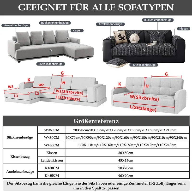 Yahbrra ▫️ Capa para sofá em veludo macio: para sofás de 1, 2, 3 ou 4 lugares, em forma de L, capa para sofá de canto, capa universal para sofá, antiderrapante, para cães e gatos (cinzento escuro, 110 x 180 cm) 6