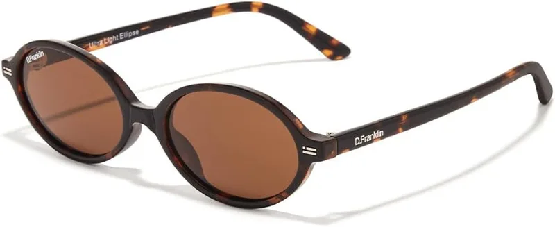 D.Franklin ▫️ Óculos de sol unissexo com lentes de proteção UV - Modelo «Ultra Light Ellipse» - Redondos - Para homem e mulher - Óculos de sol