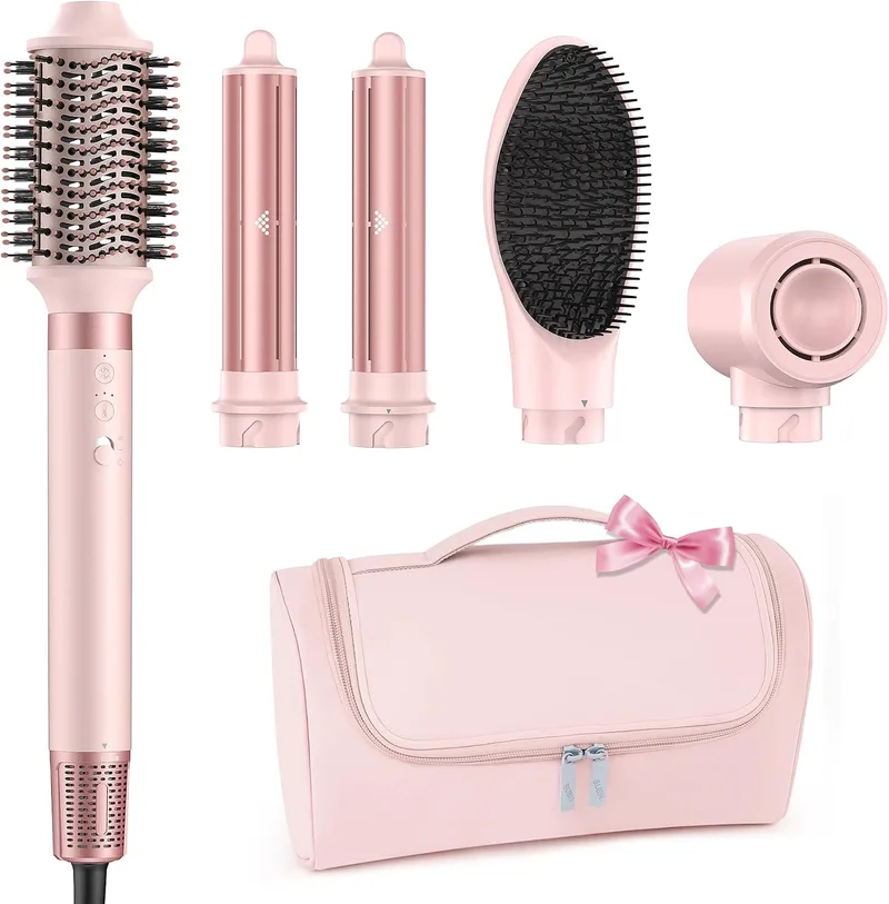 MESCOMB ▫️ Escova de Ar Quente e Secador, [5 em 1] Conjunto multifuncional de modelador desmontável Air Styler com iões negativos: secador, modelador e escova térmica para cabelo seco, liso e encaracolado