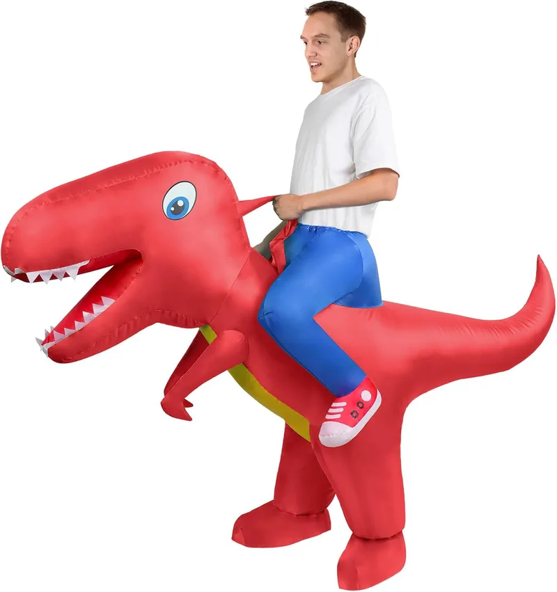 AOOWU ▫️ Roupa de dinossauro insuflável com sistema insuflável, resistente para o Halloween, cosplay, aniversário, Natal, Carnaval, festa, Mardi Gras