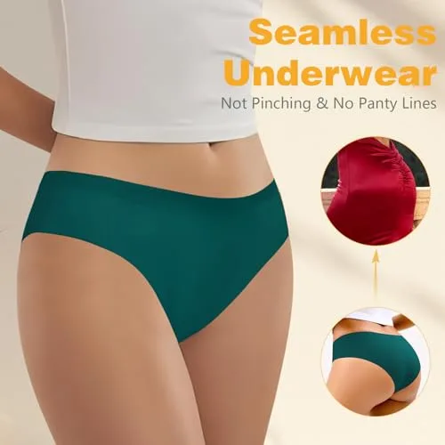 TDONE ▫️ Cuecas sem costuras para mulher, cuecas invisíveis para senhora que não marcam a roupa interior, respiráveis, de cintura baixa, elásticas, estilo hipster, macias e confortáveis, embalagem múltipla (5 unidades) 4