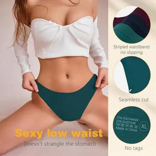 TDONE ▫️ Cuecas sem costuras para mulher, cuecas invisíveis para senhora que não marcam a roupa interior, respiráveis, de cintura baixa, elásticas, estilo hipster, macias e confortáveis, embalagem múltipla (5 unidades) 5