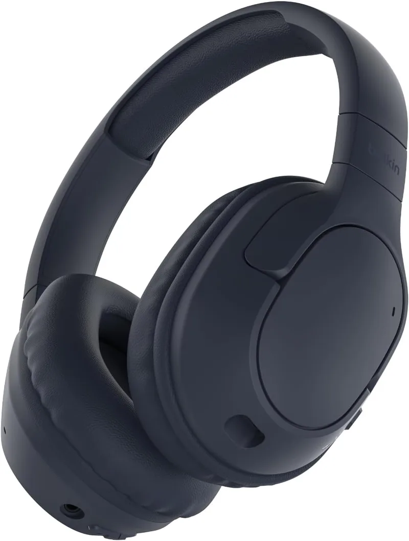 Belkin ▫️ Auscultadores sem fios Bluetooth SoundForm Surround, com cancelamento de ruído ambiente, 60 horas de autonomia. Almofadas macias. Para iPhone, Galaxy e iPad - Azul