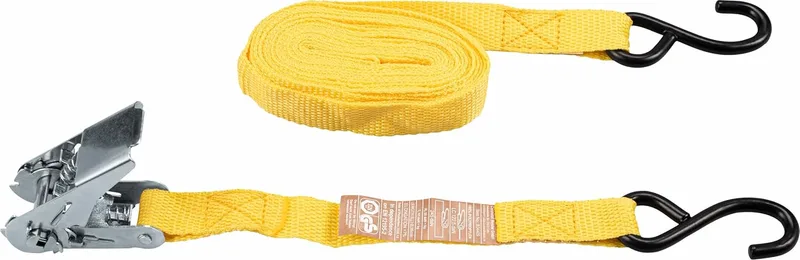Cornat ▫️ Connex B34409 - Cinta de fixação (2 unidades, 5 m x 25 mm, capacidade máxima de carga de 245 kg, com catraca padrão e ganchos em forma de S, em polipropileno/cinta/segurança de carga/cinta de