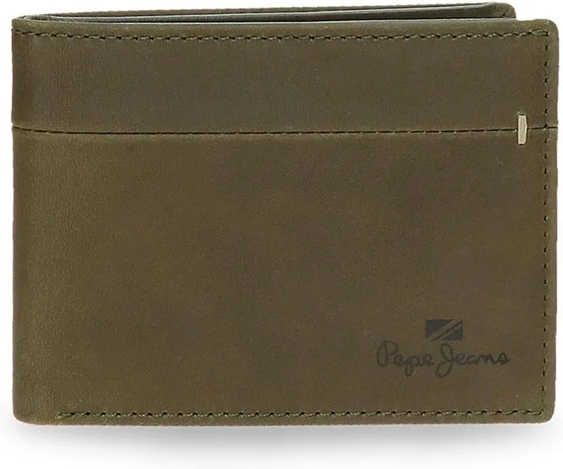 Pepe Jeans ▫️ Staple Carteira Horizontal com Porta-moedas Verde 11x8x1 cm em pele, da Joumma Bags